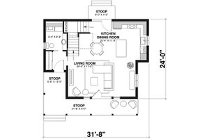 Floor Plan - Main Floor for Cottage House Plan #23-598 - 2 bed, 1.5 bath