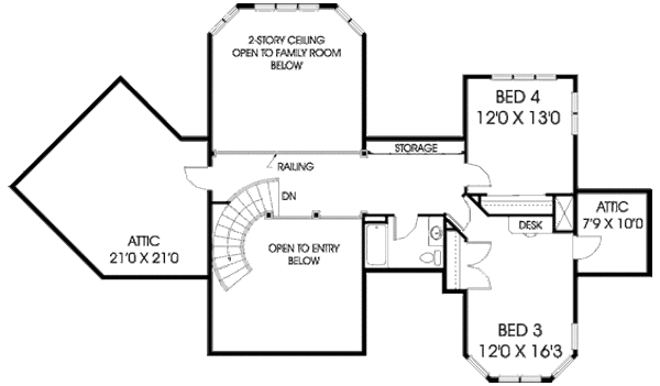 Home Plan - Tudor Floor Plan - Upper Floor Plan #60-241