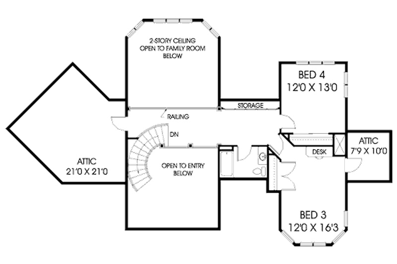 House Plan Design - Floor Plan - Upper Floor for Tudor House Plan #60-241 - 4 bed, 3.5 bath