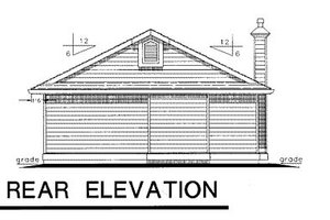 Exterior - Rear Elevation for Bungalow House Plan #18-157 - 3 bed, 1.5 bath