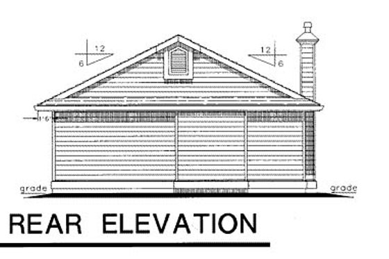 Exterior - Rear Elevation for Bungalow House Plan #18-157 - 3 bed, 1.5 bath