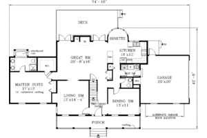 Floor Plan - Main Floor for Southern House Plan #3-212 - 5 bed, 2.5 bath