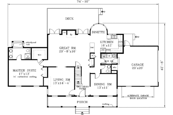 Floor Plan - Main Floor for Southern House Plan #3-212 - 5 bed, 2.5 bath