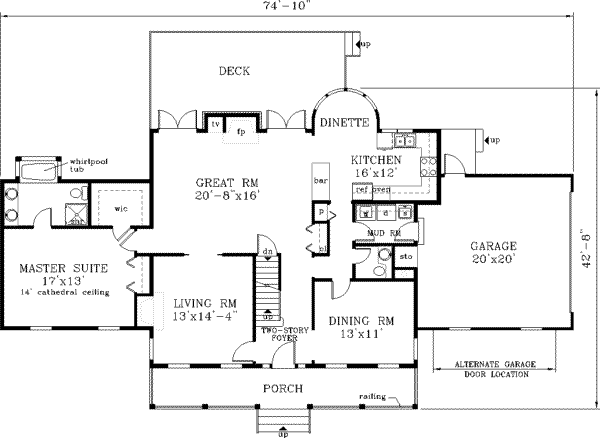 Home Plan - Southern Floor Plan - Main Floor Plan #3-212