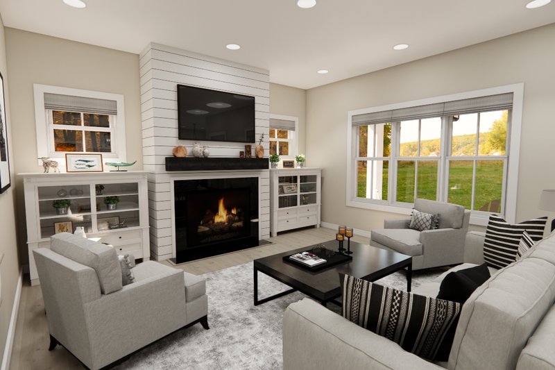 House Blueprint - Interior - Family Room 1 for Craftsman House Plan #51-1359 - 4 bed, 2.5 bath