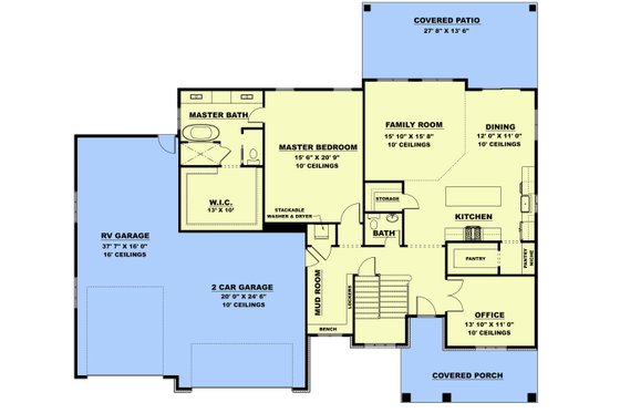 Floor Plan - Main Floor for Traditional House Plan #1111-14 - 4 bed, 2.5 bath