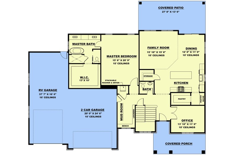 House Blueprint - Floor Plan - Main Floor for Traditional House Plan #1111-14 - 4 bed, 2.5 bath