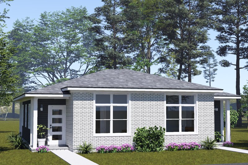 House Blueprint - Exterior - Front Elevation 2 for Modern House Plan #513-2446 - 2 bed, 2 bath