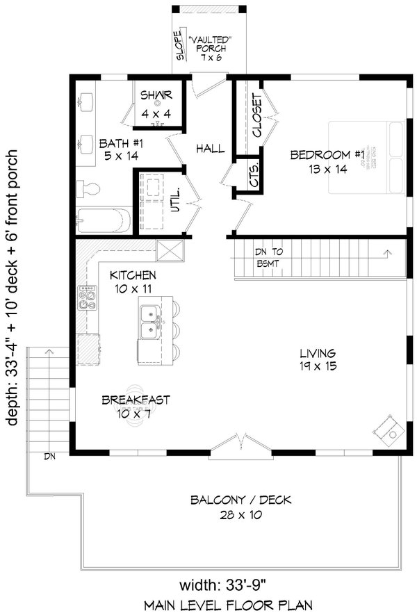 Country Floor Plan - Main Floor Plan #932-1123