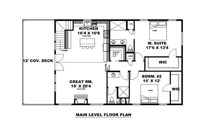 House Blueprint - Floor Plan - Main Floor for Craftsman House Plan #117-1022 - 3 bed, 3 bath