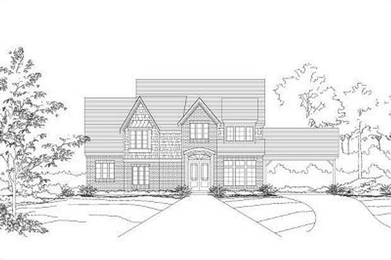 Exterior - Front Elevation for European House Plan #411-794 - 4 bed, 3.5 bath