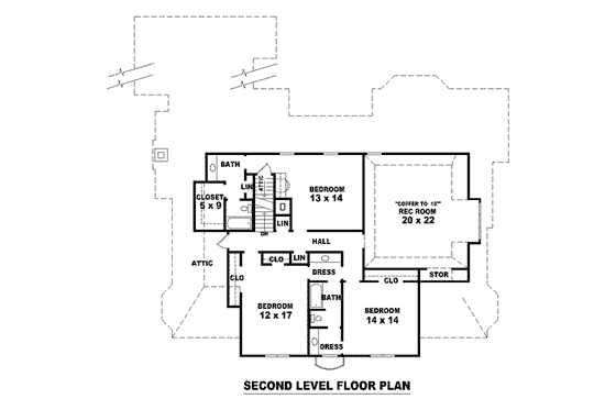 Floor Plan - Upper Floor for Colonial House Plan #81-1630 - 5 bed, 4 bath