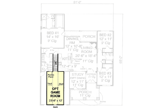 Floor Plan - Other Floor for Southern House Plan #20-1532 - 3 bed, 2 bath