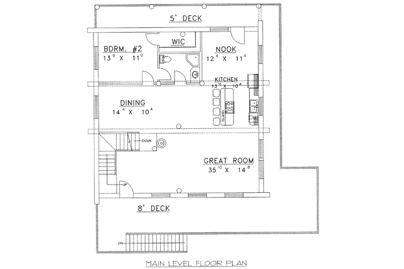 Architectural House Design - Floor Plan - Main Floor for Log House Plan #117-496 - 2 bed, 3 bath