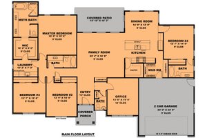 Floor Plan - Main Floor for Craftsman House Plan #1111-16 - 4 bed, 3.5 bath