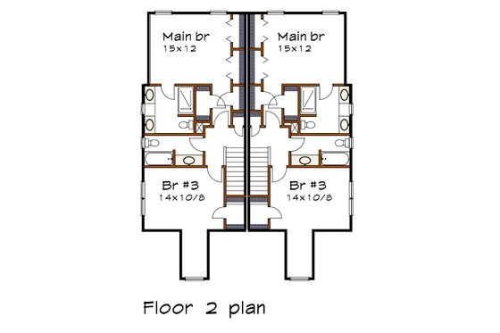 Floor Plan - Upper Floor for Bungalow House Plan #79-249 - 3 bed, 3 bath