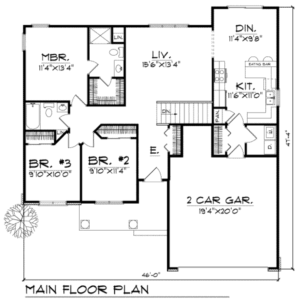 Architectural House Design - Traditional Floor Plan - Main Floor Plan #70-106
