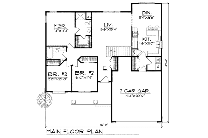 Dream House Plan - Floor Plan - Main Floor for Traditional House Plan #70-106 - 3 bed, 2 bath