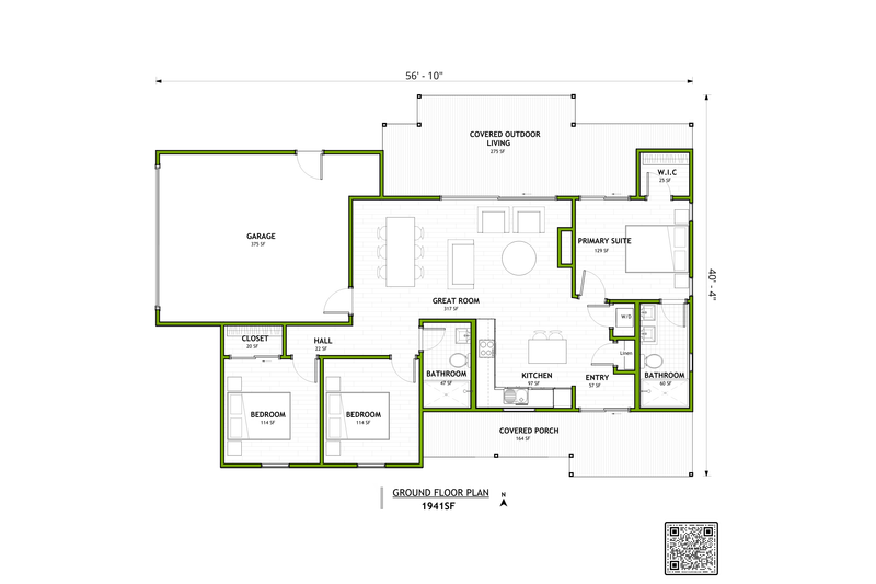 Architectural House Design - Floor Plan - Main Floor for Adobe / Southwestern House Plan #1106-16 - 3 bed, 2 bath