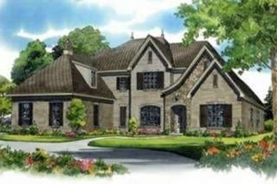 Exterior - Front Elevation for European House Plan #81-1334 - 4 bed, 4 bath