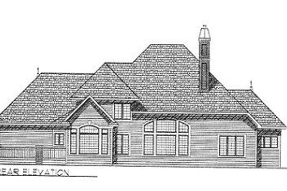 Exterior - Rear Elevation for European House Plan #70-528 - 4 bed, 3.5 bath