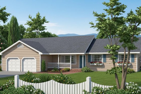 Exterior - Front Elevation for Ranch House Plan #97-117 - 3 bed, 2 bath