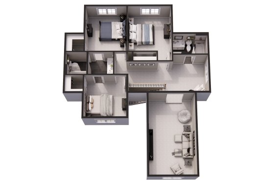 Floor Plan - Upper Floor 1 for Farmhouse House Plan #51-1416 - 4 bed, 4.5 bath