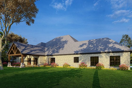 Exterior - Rear Elevation for European House Plan #923-270 - 5 bed, 3.5 bath