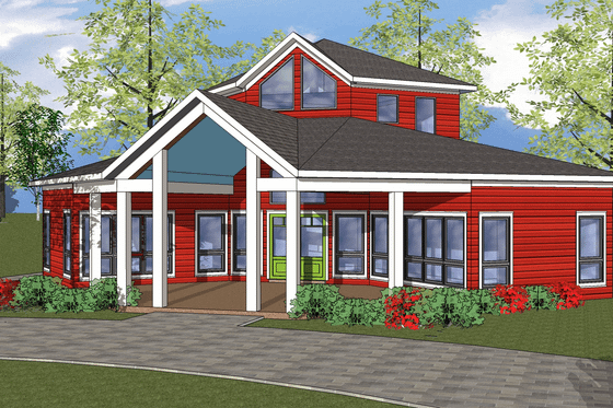 Exterior - Front Elevation for Southern House Plan #8-235 - 2 bed, 1 bath