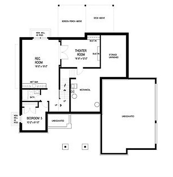 Traditional Floor Plan - Lower Floor Plan #56-598