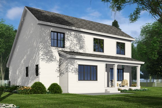 Exterior - Rear Elevation 1 for Farmhouse House Plan #51-1357 - 4 bed, 2.5 bath