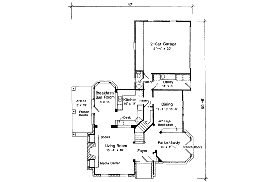 Floor Plan - Main Floor for European House Plan #410-234 - 4 bed, 2.5 bath