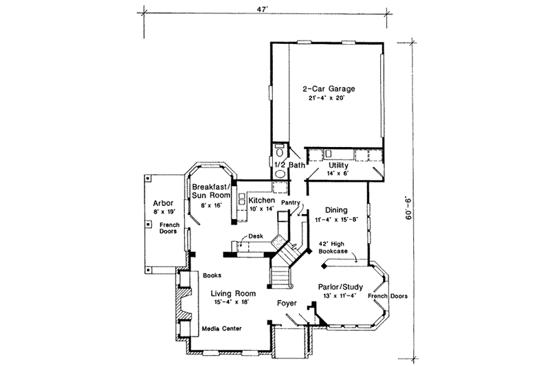 Dream House Plan - Floor Plan - Main Floor for European House Plan #410-234 - 4 bed, 2.5 bath