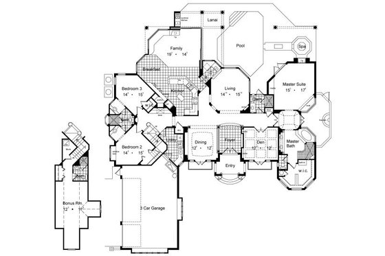 Floor Plan - Main Floor for European House Plan #417-420 - 4 bed, 4 bath