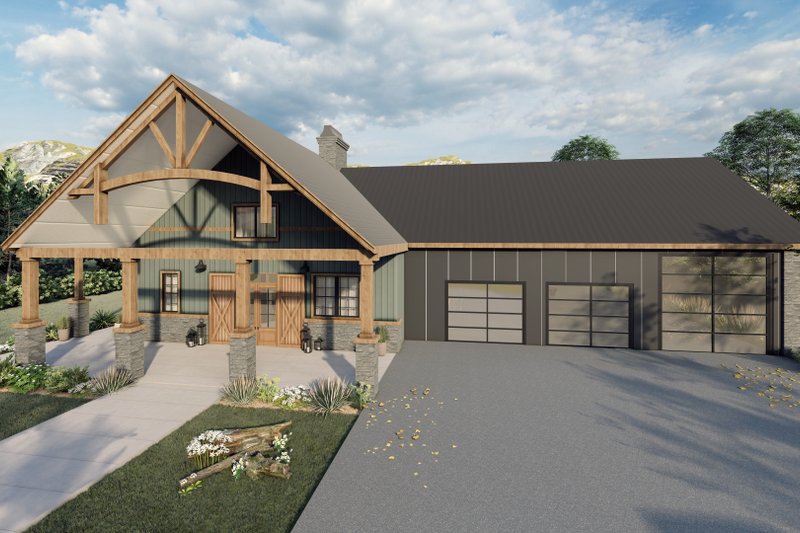 House Blueprint - Craftsman Exterior - Front Elevation Plan #54-500