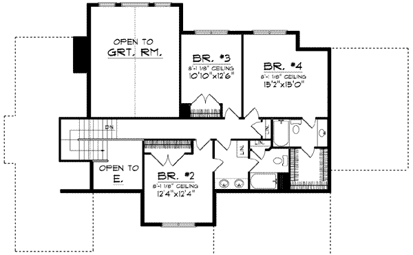 House Design - Traditional Floor Plan - Upper Floor Plan #70-626