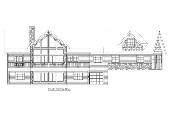 Exterior - Rear Elevation for Craftsman House Plan #117-1007 - 4 bed, 3 bath