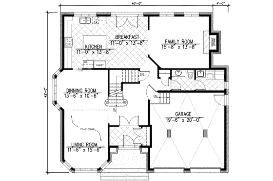 Floor Plan - Main Floor for European House Plan #138-110 - 4 bed, 2.5 bath