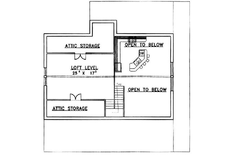 Home Plan - Floor Plan - Upper Floor for Country House Plan #117-275 - 2 bed, 2 bath