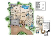 Mediterranean Style House Plan - 5 Beds 7 Baths 5474 Sq/Ft Plan #27-503 