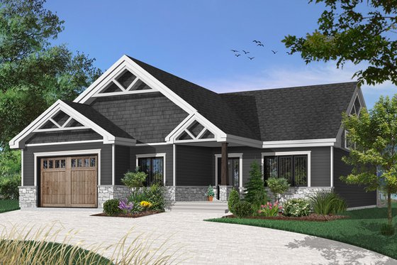 Exterior - Front Elevation 4 for Craftsman House Plan #23-2641 - 2 bed, 2 bath