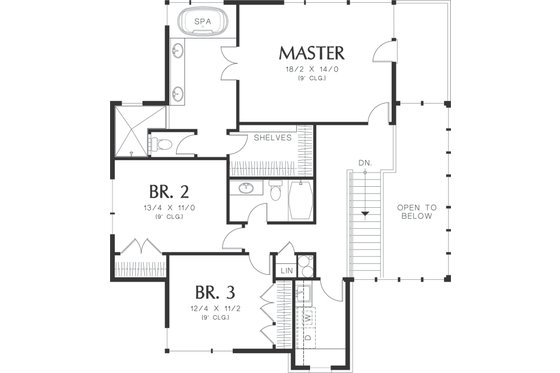 Upper Level Floor Plan - 3600 square foot Prairie home