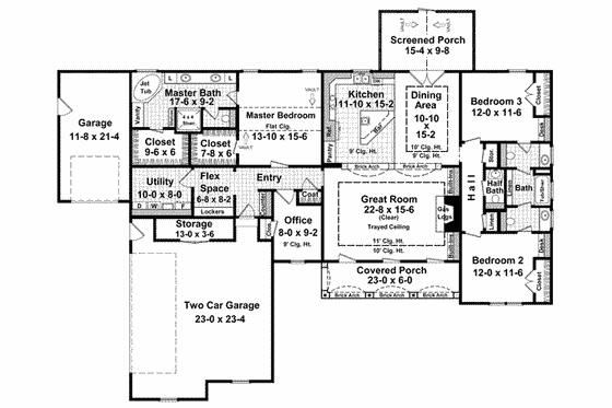 Floor Plan - Main Floor for European House Plan #21-195 - 3 bed, 2.5 bath