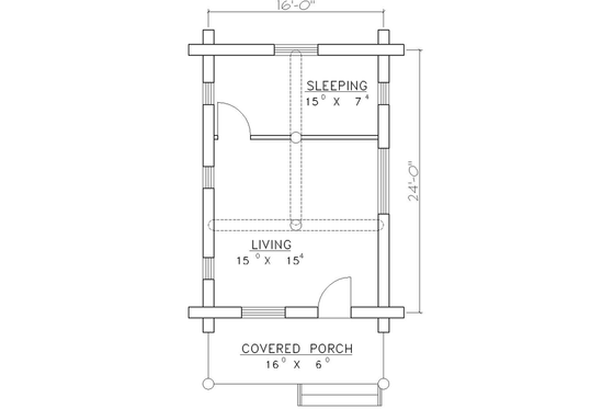 Floor Plan - Main Floor for Log House Plan #117-117 - 1 bed, 0 bath