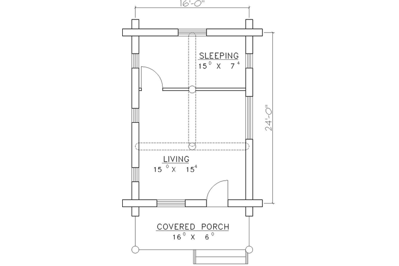 Architectural House Design - Floor Plan - Main Floor for Log House Plan #117-117 - 1 bed, 0 bath