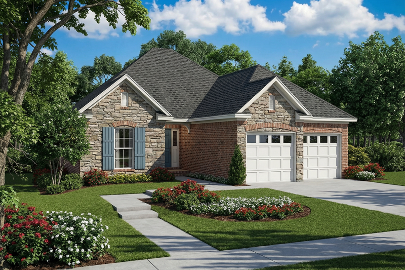Traditional Style House Plan - 3 Beds 2 Baths 1379 Sq/Ft Plan #17-189 Exterior