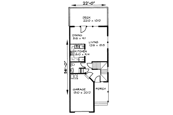 Floor Plan - Main Floor for Traditional House Plan #303-379 - 3 bed, 2.5 bath