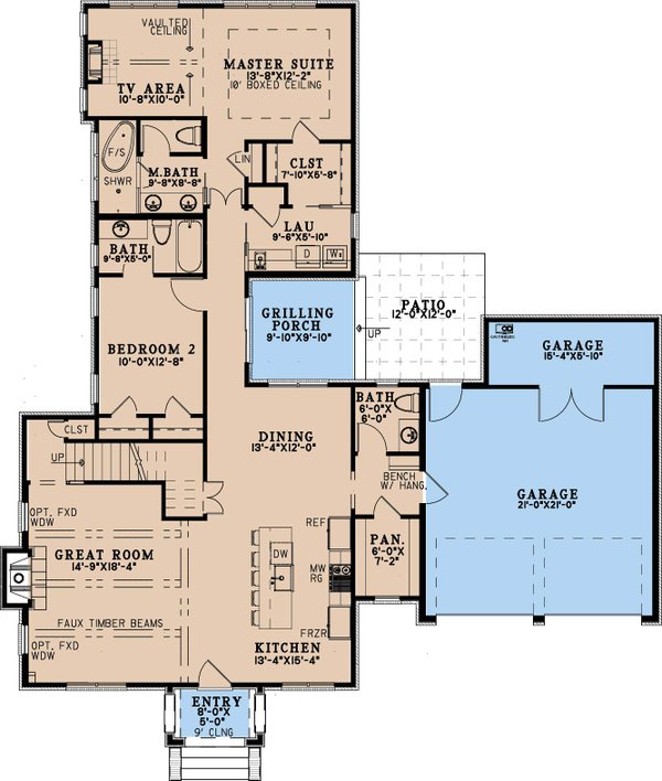 Home Plan - Floor Plan - Main Floor for Cottage House Plan #923-489 - 3 bed, 3.5 bath