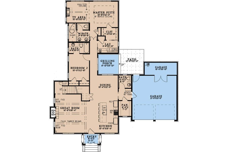 House Blueprint - Floor Plan - Main Floor for Cottage House Plan #923-489 - 3 bed, 3.5 bath
