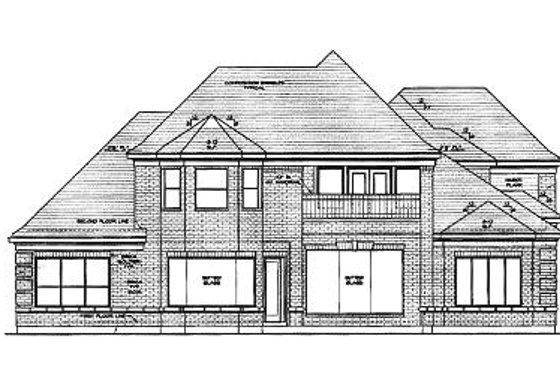 Exterior - Rear Elevation for European House Plan #411-850 - 6 bed, 5 bath